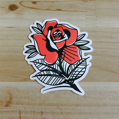 Red Rose Sticker Black Omen Design