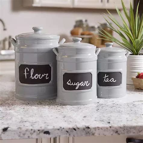 Tall Gray Chalkboard Kitchen Canisters Set Of 3 Kirklands Home