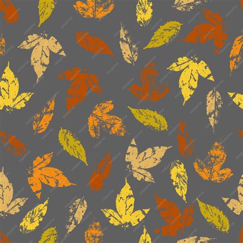 Premium Vector Fallen Autumn Leaves Vector Seamless Pattern Stamps Of