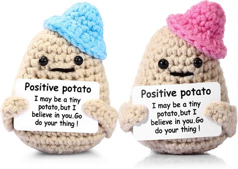 Draupnir 2pcs Positive Potato 3 Inch Mini Funny Knitted Wool Potato