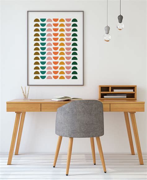 Mid Century Modern Art With Geometric Shapes In Retro 70s Etsy
