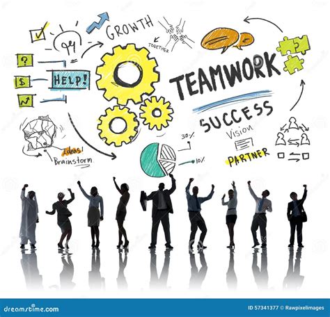 Teamwork Team Together Collaboration Business Success Celebratio Stock