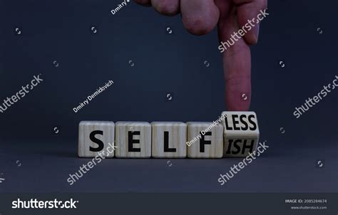 Selfish Selfless Symbol Businessman Turns Wooden Stock Photo 2085284674