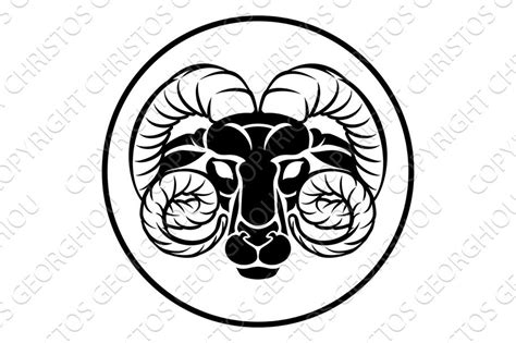 Aries Zodiac Astrology Ram Sign Illustrator Graphics ~ Creative Market