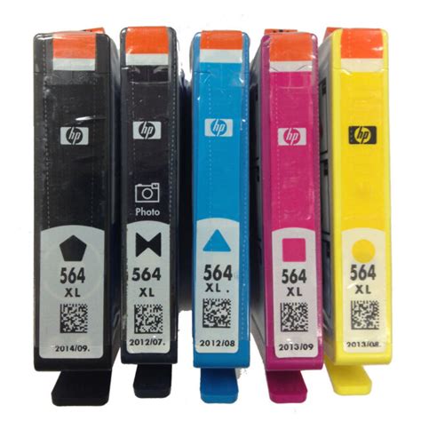 5 Packs Hp 564 Xl Ink Genuine Cartridges Black Pb Cyan Magenta Yellow For B8500 Ebay