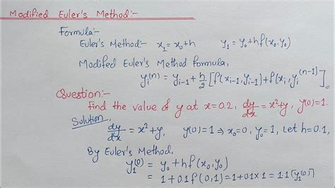 Modified Eulers Method Modified Eulers Method Numerical Methods