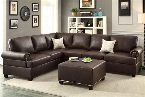2 Pcs Bonded Leather Sectional Sofa Set Poundex F7769
