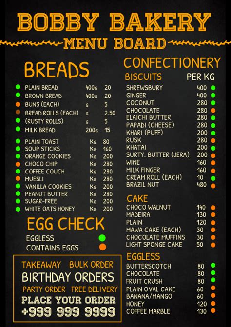 Bakery Menu Board Template Postermywall