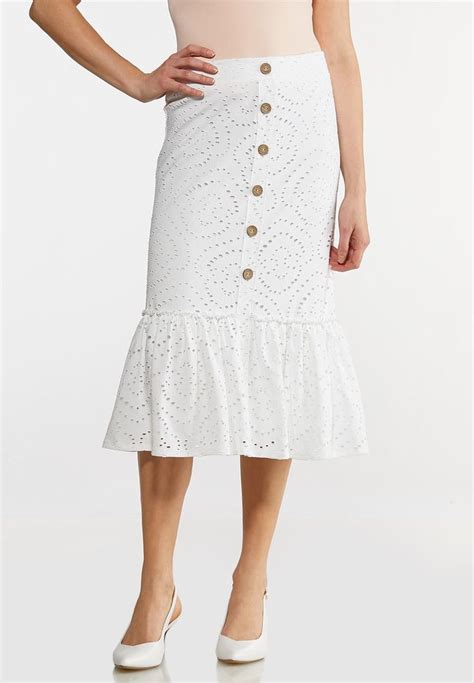 Plus Size Eyelet Button Midi Skirt Skirts Cato Fashions In 2020 Cato
