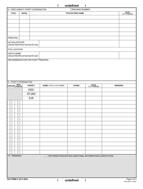 Da Form 5 Army Staffing Form For Command Use Only Free Online Forms