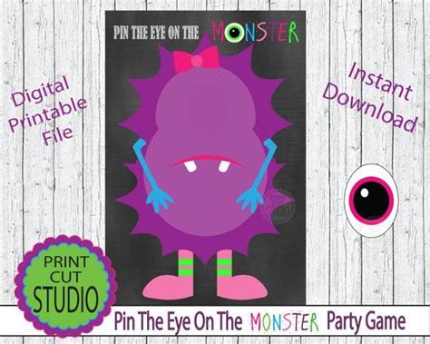 Girly Pin The Eye On The Monster Party Game Instant Download Etsy