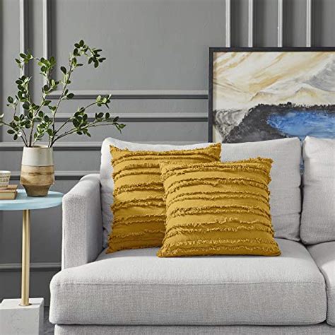 Geometric cushion mustard yellow black white home decor sofa case cover 18x18. Longhui bedding Mustard Yellow Cotton Linen Throw Pillow ...