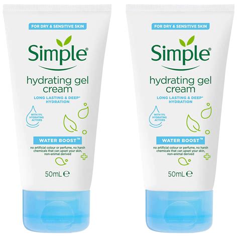 Simple Water Boost Hydrating Gel Cream For Hydrated Skin 2 X 50ml