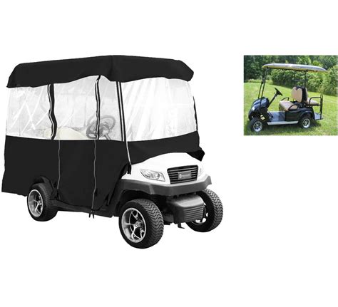 Black Rain Cover Enclosure for Standard Golf Cart w/ Long Roof EZGO
