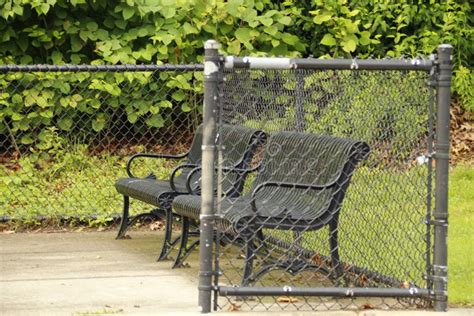 Baseball Field Benches Inside Fence For Coaches Stock Image Image Of