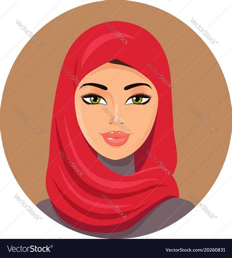 Arab Muslim Woman In Red Hijab Royalty Free Vector Image