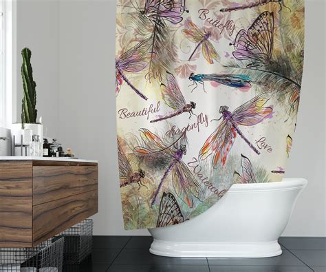 See more ideas about bathroom accessories, custom towel, bathroom. Watercolor Boho Dragonfly Shower Curtain | Optional ...