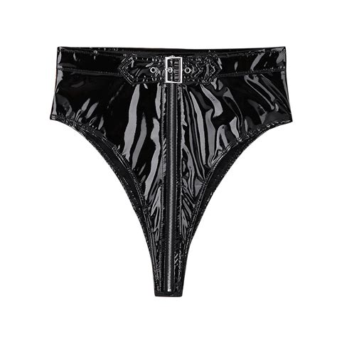 Women Wet Look Zipper Panties Briefs Underwear Lingerie Knickers Thongs