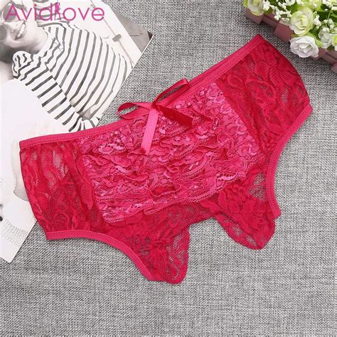 New Sexy Women Lace Crotchless Lingerie Bowknot Knickers Panties Thong