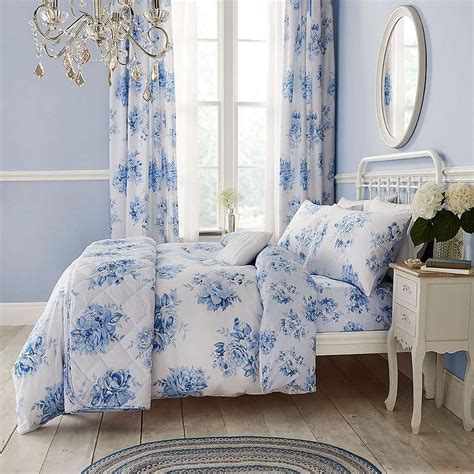 Catherine Lansfield Canterbury Floral Blue Duvet Cover And Pillowcase
