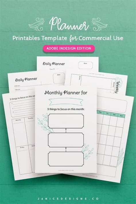 Planner Template Indesign Template For Commercial Use Etsy Uk Planner Template Template