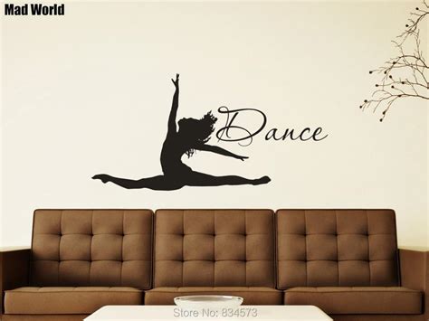 Ballet Dance Studio Dancer Jump Silhouette Wall Art Stickers Wall
