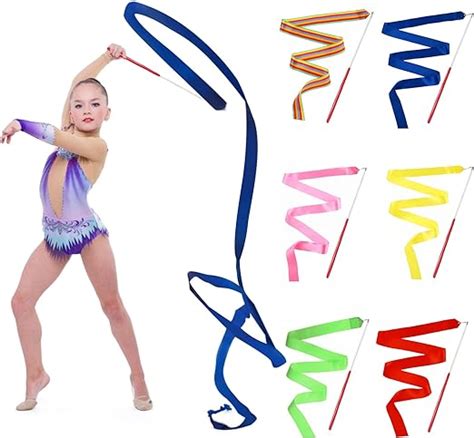 Wuiowppic 6pcs Rhythmic Gymnastic Ribbons Kids Gymnast Ribbons For