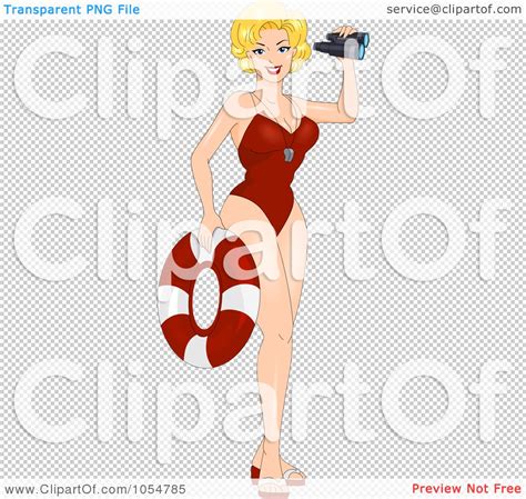 Royalty Free Vector Clip Art Illustration Of A Sexy Lifeguard Pinup With A Life Buoy And