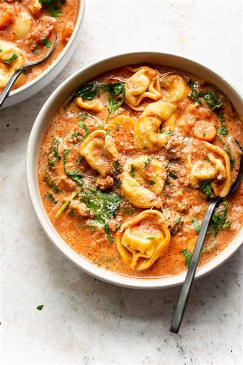 This Delicious And Easy Slow Cooker Tortellini Soup Has Italian Sausage