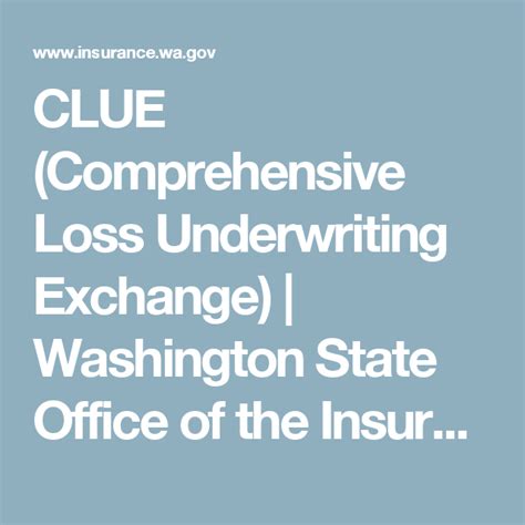 Learn vocabulary, terms and more with flashcards, games and other study only rub 220.84/month. CLUE (Comprehensive Loss Underwriting Exchange) | Washington State Office of the Insurance ...