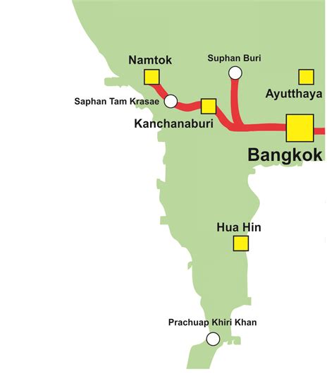 Map Of Thailands Kanchanaburi Train Line Thailand Trains