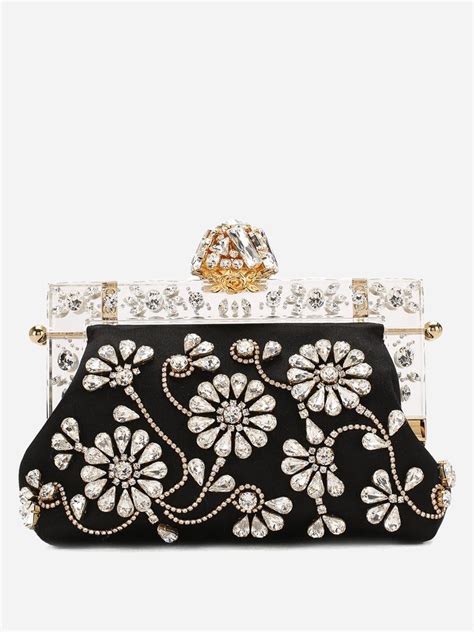 Dolce And Gabbana Vanda Crystal Embellished Satin Clutch Bag