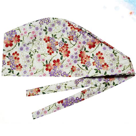 Buy 1pc Bronzing Cherry Blossom Pattern Soft Cotton Hat Nurse Cap Head