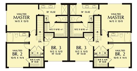 Modern Duplex House Plan With Symmetrical 3 Bed Units 69694am