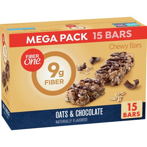 fiber one chewy bars oats and chocolate fiber snacks mega pack 15 ct