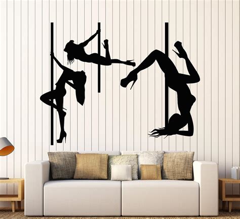 Vinyl Wall Decal Striptease Sexy Girls Pole Dance Dancers Stickers Large Decor