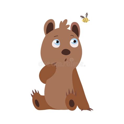 Bear And Bee A Vector Illustration Of Wild Animals Cartoons Stock