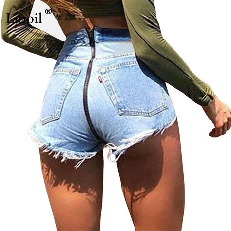 2020 Tassel Women Denim Shorts Back Zipper High Waist Pockets Skinny Casual Summer Shorts Slim