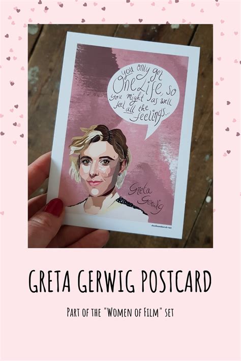 Greta Gerwig Illustrated Card With Inspiring Quote A6 Etsy Uk Card