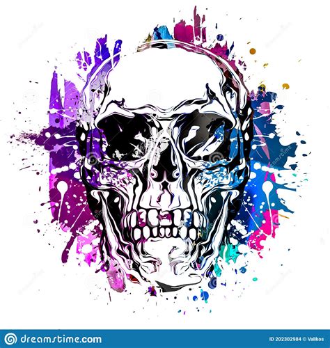 Abstract Colored Artistic Skull Graphic Design Concept Bright