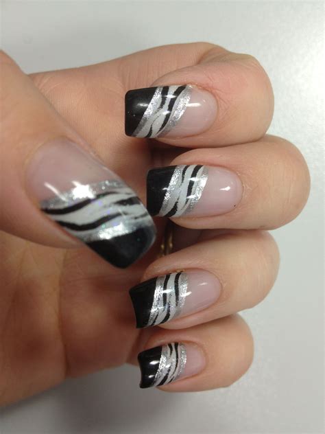 Black White Silver Nails Silver Nail Designs White And Silver Nails