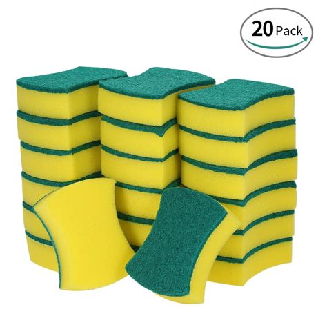 Esonmus 20pcs Multi Purpose Double Faced Sponge Scouring Pads Dish