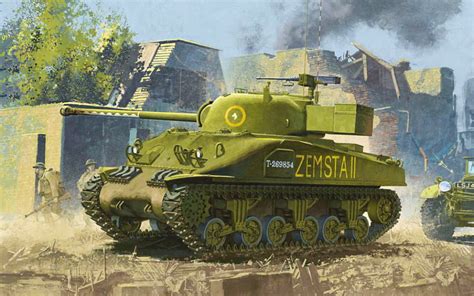 Photo Military Tank Sherman Firefly Ww2 Painting Art M4 3840x2400