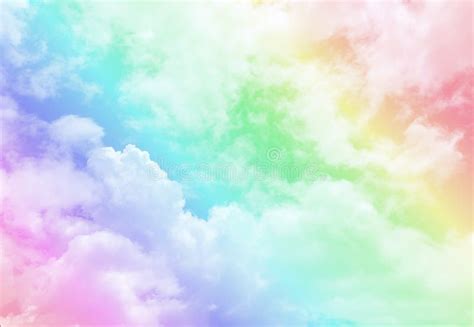 Abstract Cloud And Sky With A Pastel Rainbow Colored Background Stock
