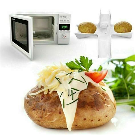 Quicker cook time and individual serving size. Microwave Potato Baker Rack BPA Free Plastic Baked Jacket Spuds Holder Stand | Microwave baking ...