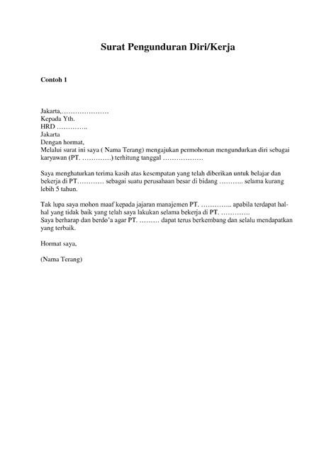 Contoh Surat Pengunduran Diri Kerja Resmi - Surat Resign