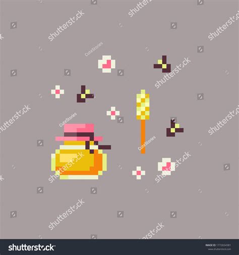 Pixel Art Honey Glass Spoon Pixelated стоковая векторная графика без