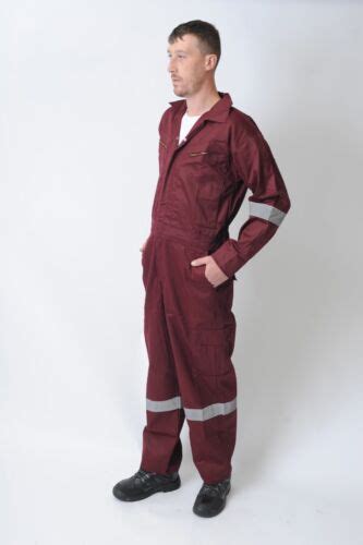 Men Unisex Reflective Zip Coverall Safety Hi Viz Boiler Suit Heavy Work