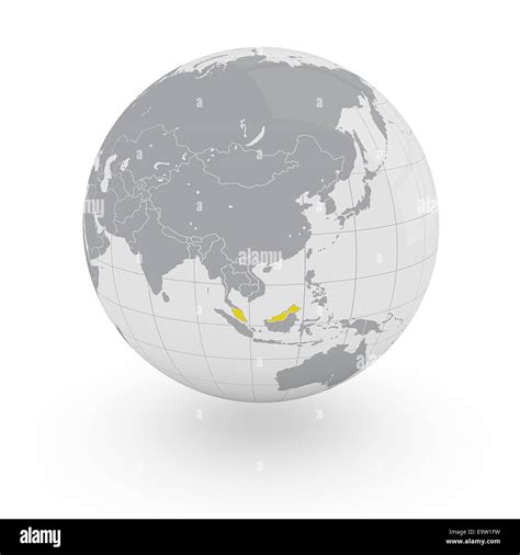 Malaysia On Globe Isolated On White Background Stock Photo Alamy