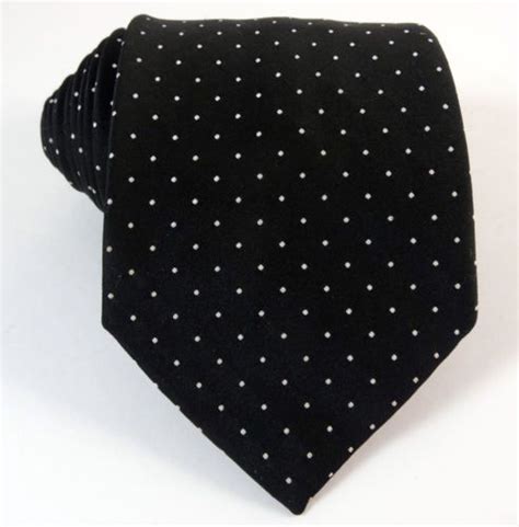 Vintage 1980s Tie Black White Polka Dots Dotted Austin Manor Necktie